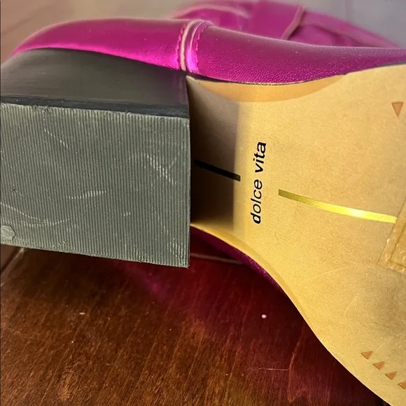 Dolce Vita Metallic Pink Heeled Boots - Picture 2 of 7